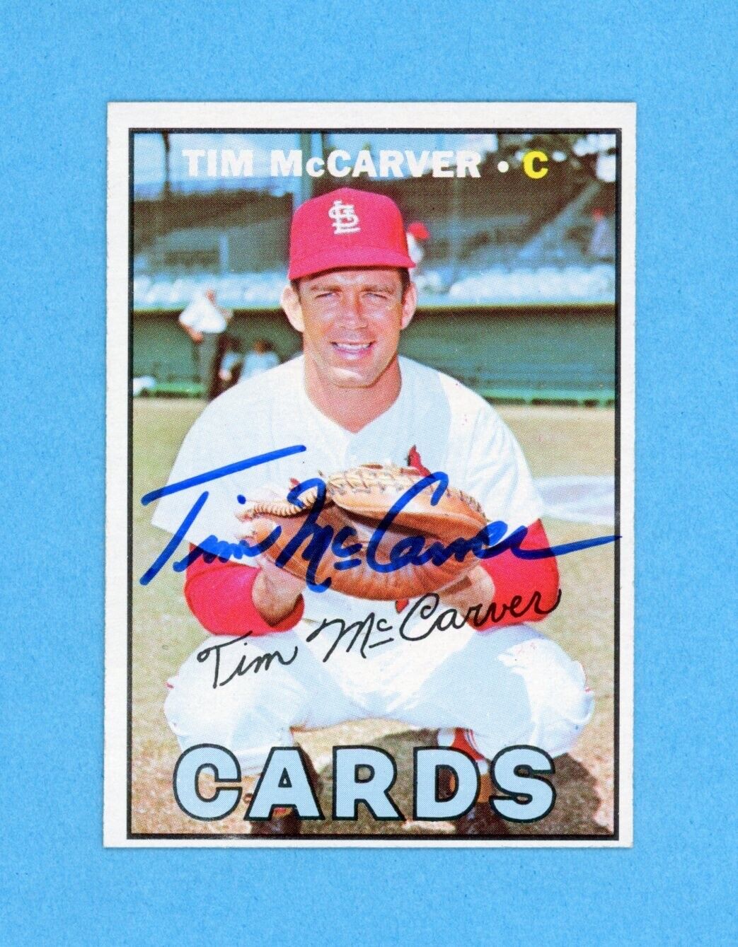 Tim McCarver Signed 1967 Topps Card #485 Auto with B&E Hologram