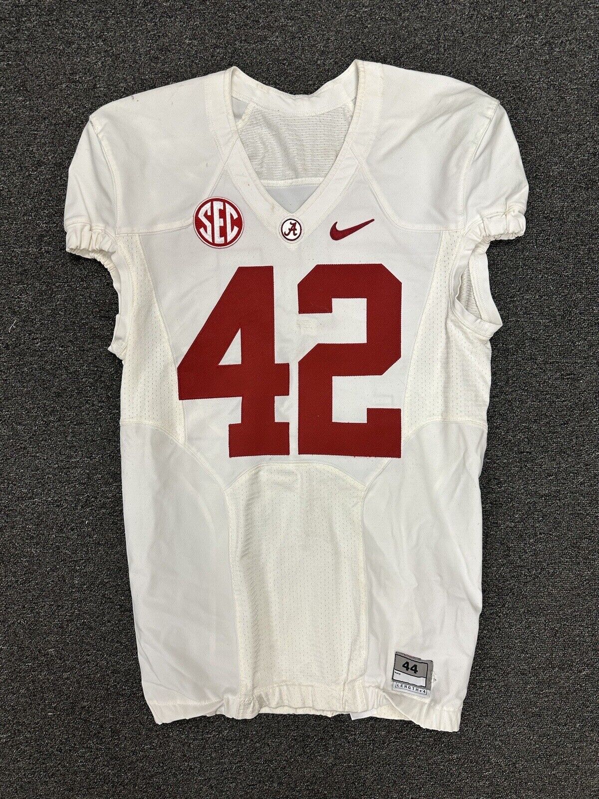 2009-2012 Eddie Lacy Alabama NCAA GAME USED Football Jersey #42 Name Removed