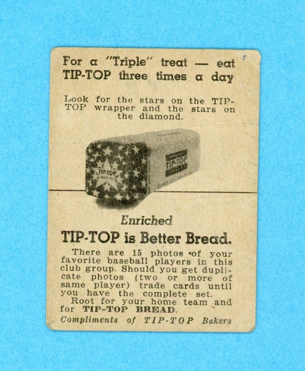 1947 Tip Top Bread Nelson Potter St. Louis Browns Baseball Card Low Grade