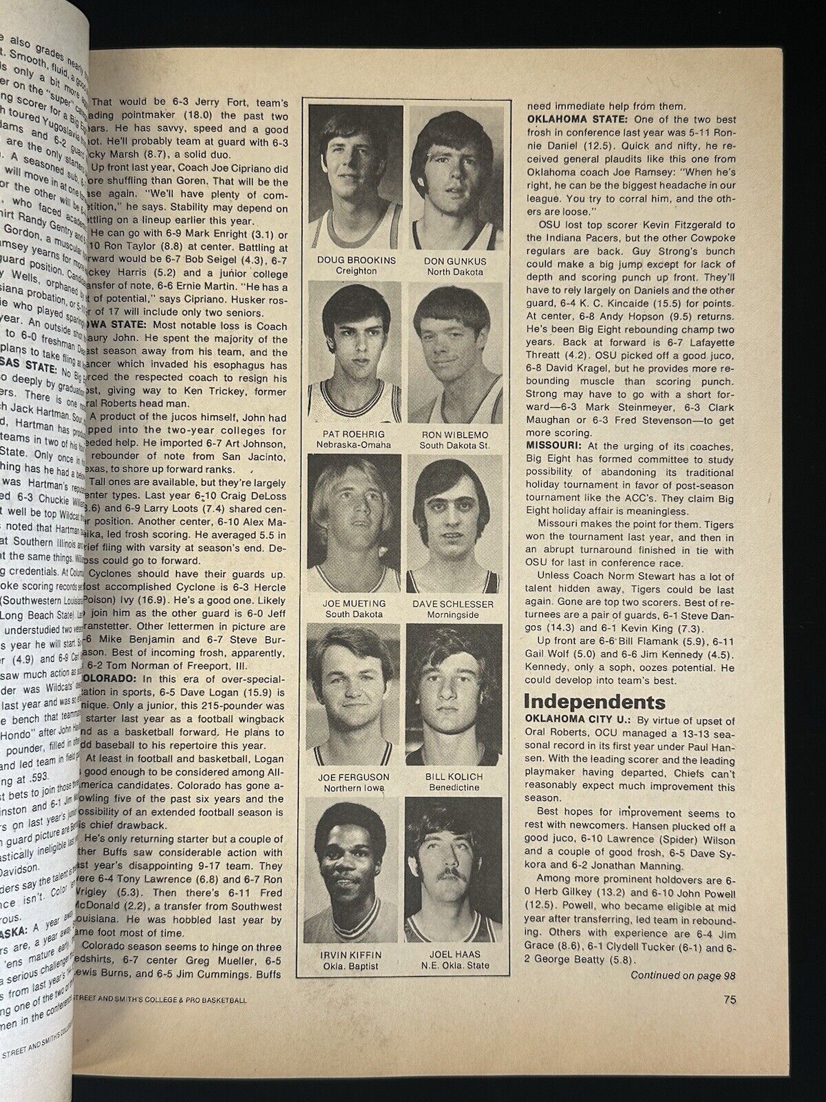 1974-75 Street and Smith’s College & Pro Basketball Yearbook w/ Alcindor Cowens