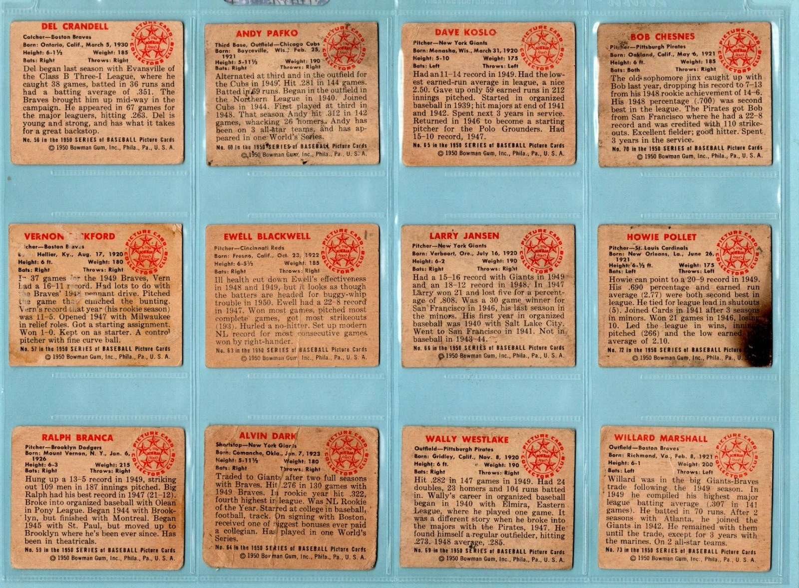 1950 Bowman Starter Set Lot of 107 Different Baseball Cards Low Grade