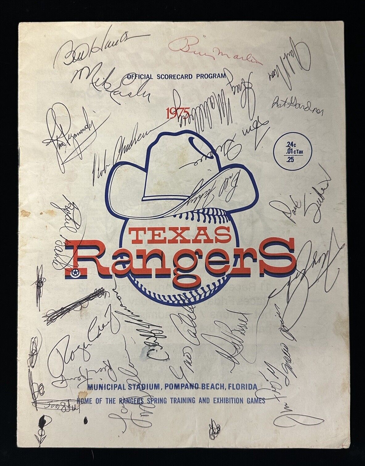 1975 Texas Rangers Spring Training Program SIGNED by 21 players w/ Billy Martin