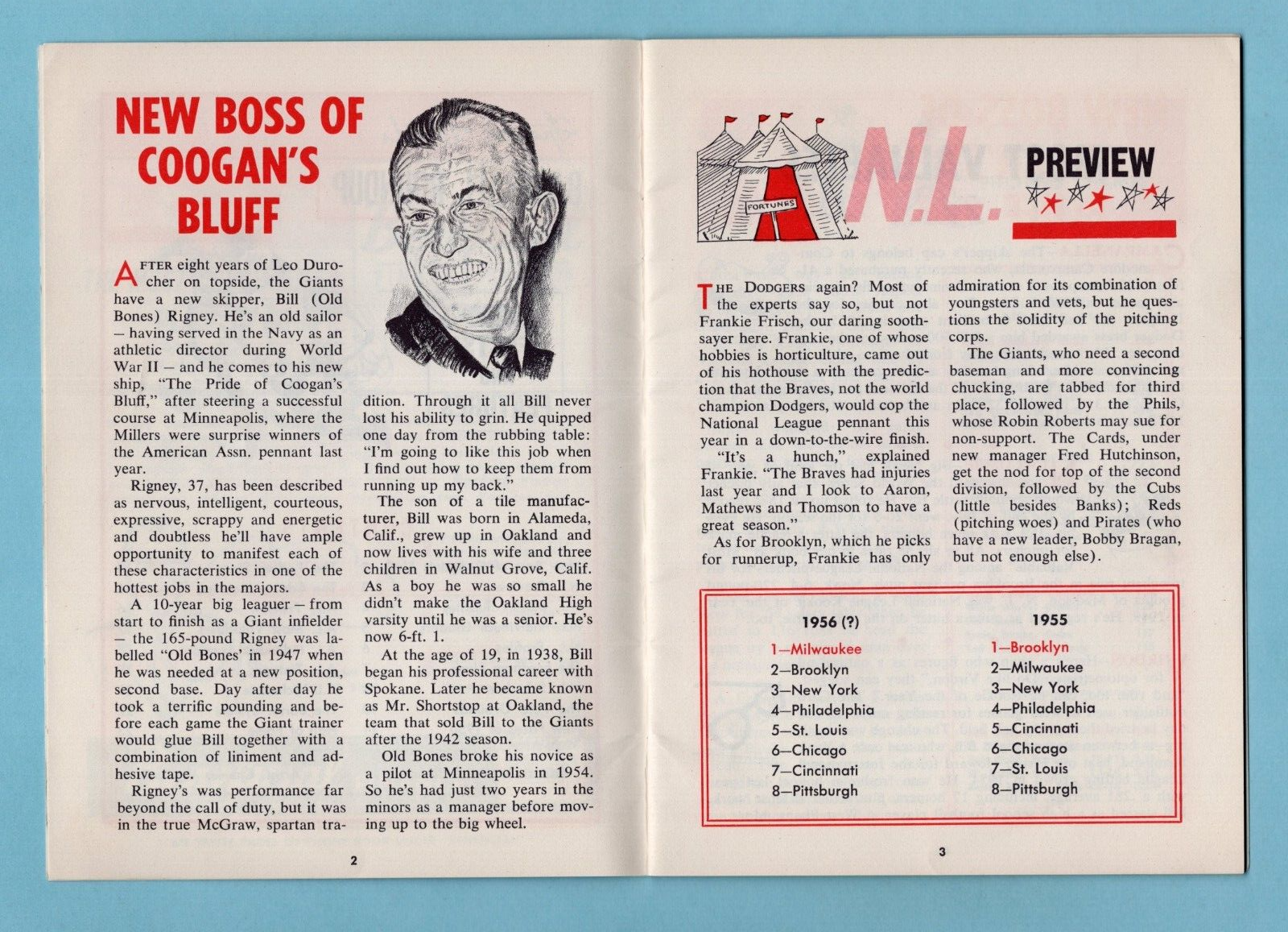 1956 Frankie Frisch's Baseball Roundup Facts and Features