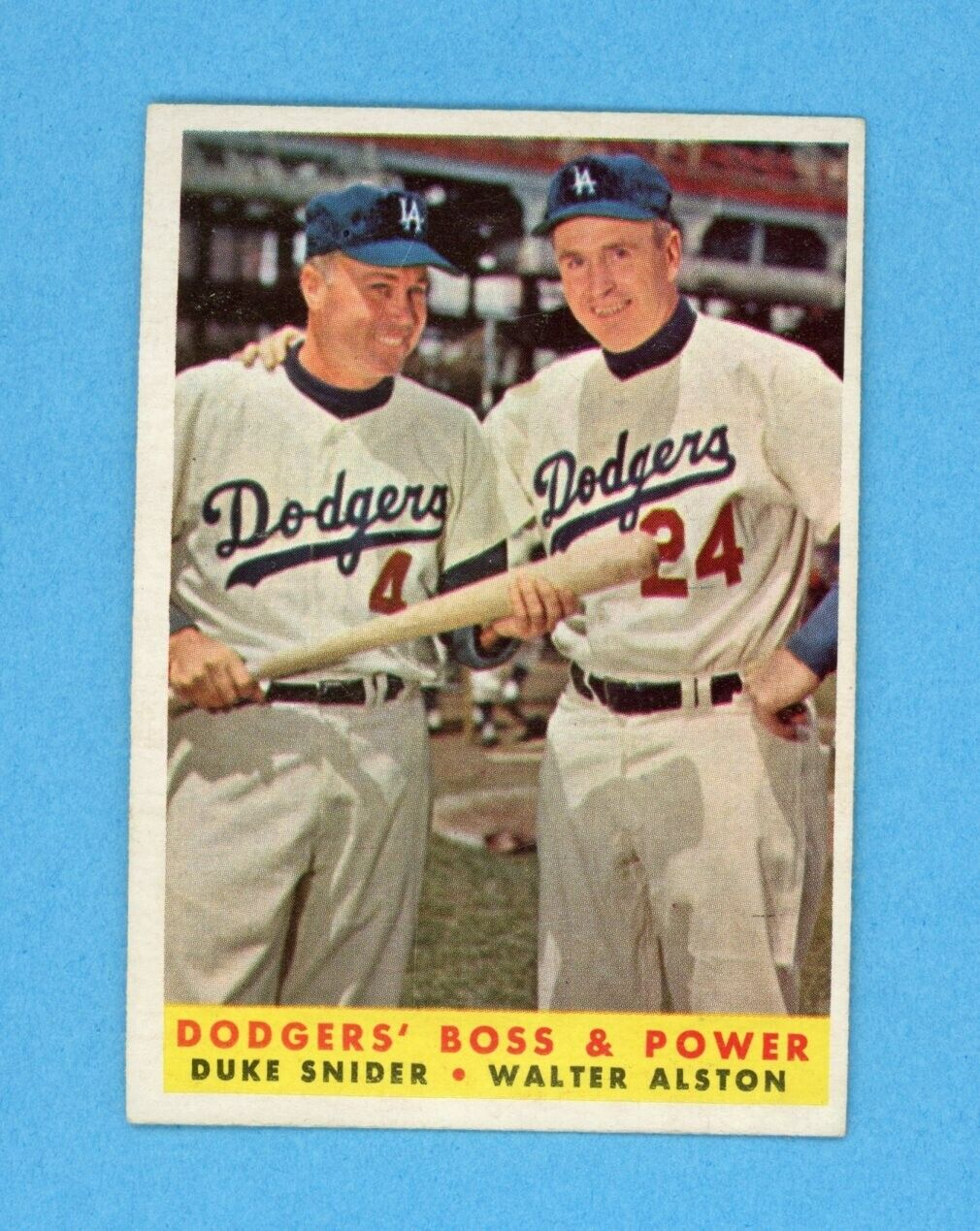 1958 Topps #314 Dodgers Boss & Power Duke Snider, Walter Alston Baseball Card E+