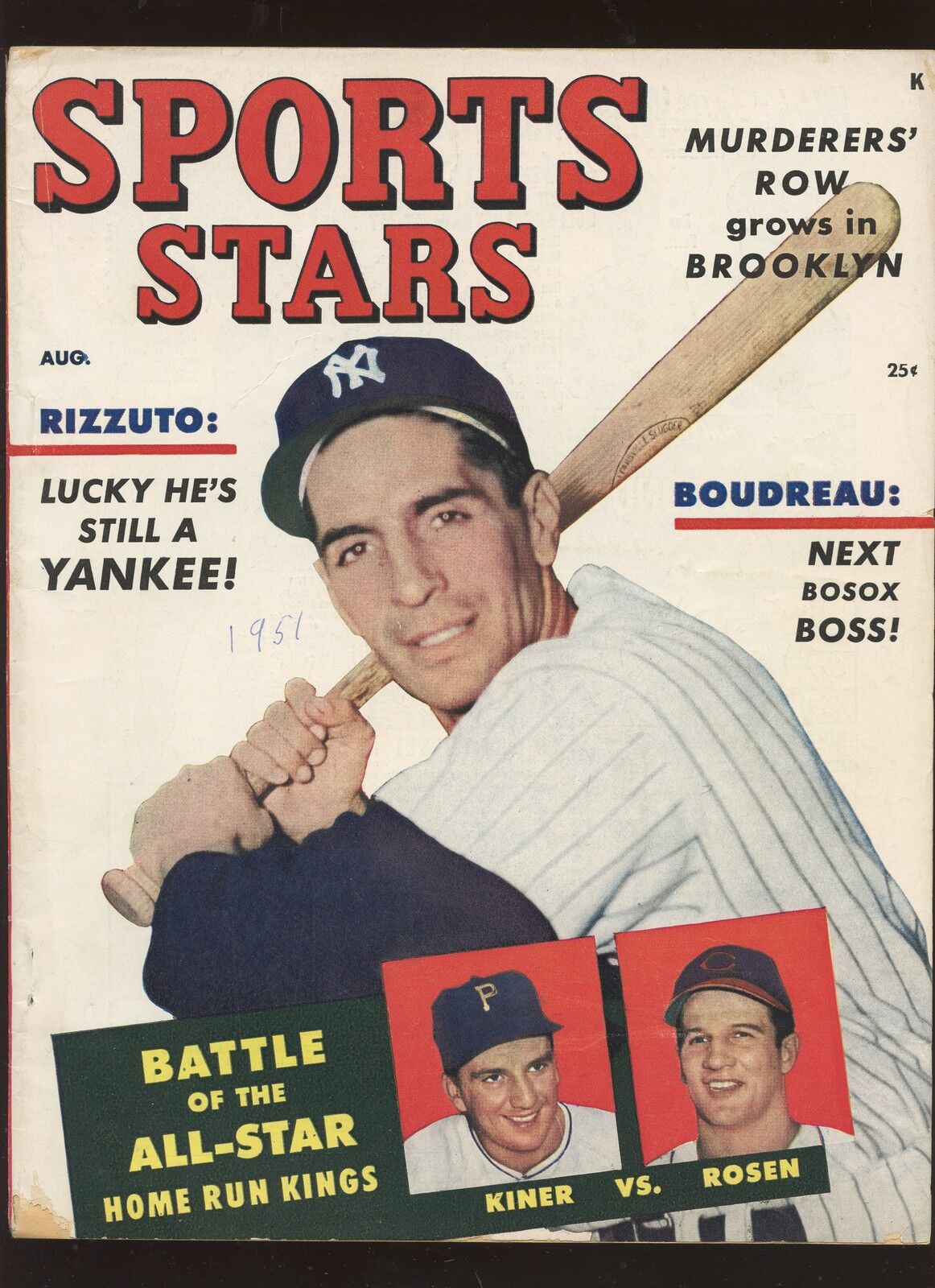 August 1951 Sports Stars Complete Magazine With Phil Rizzuto Front Cover