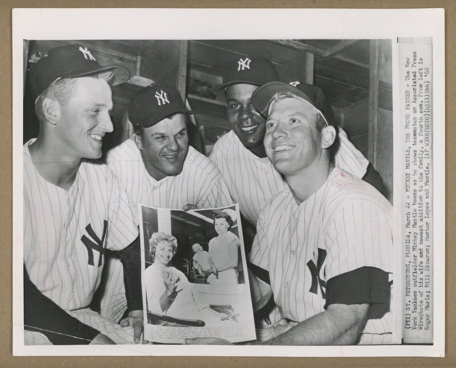 Original 1960 Mickey Mantle AP 8x10 Wirephoto • Press Photo