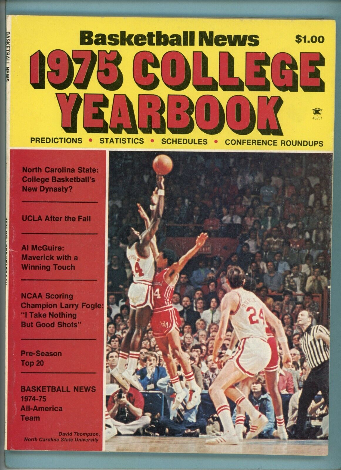 Basketball News 1975 College Yearbook David Thompson on cover