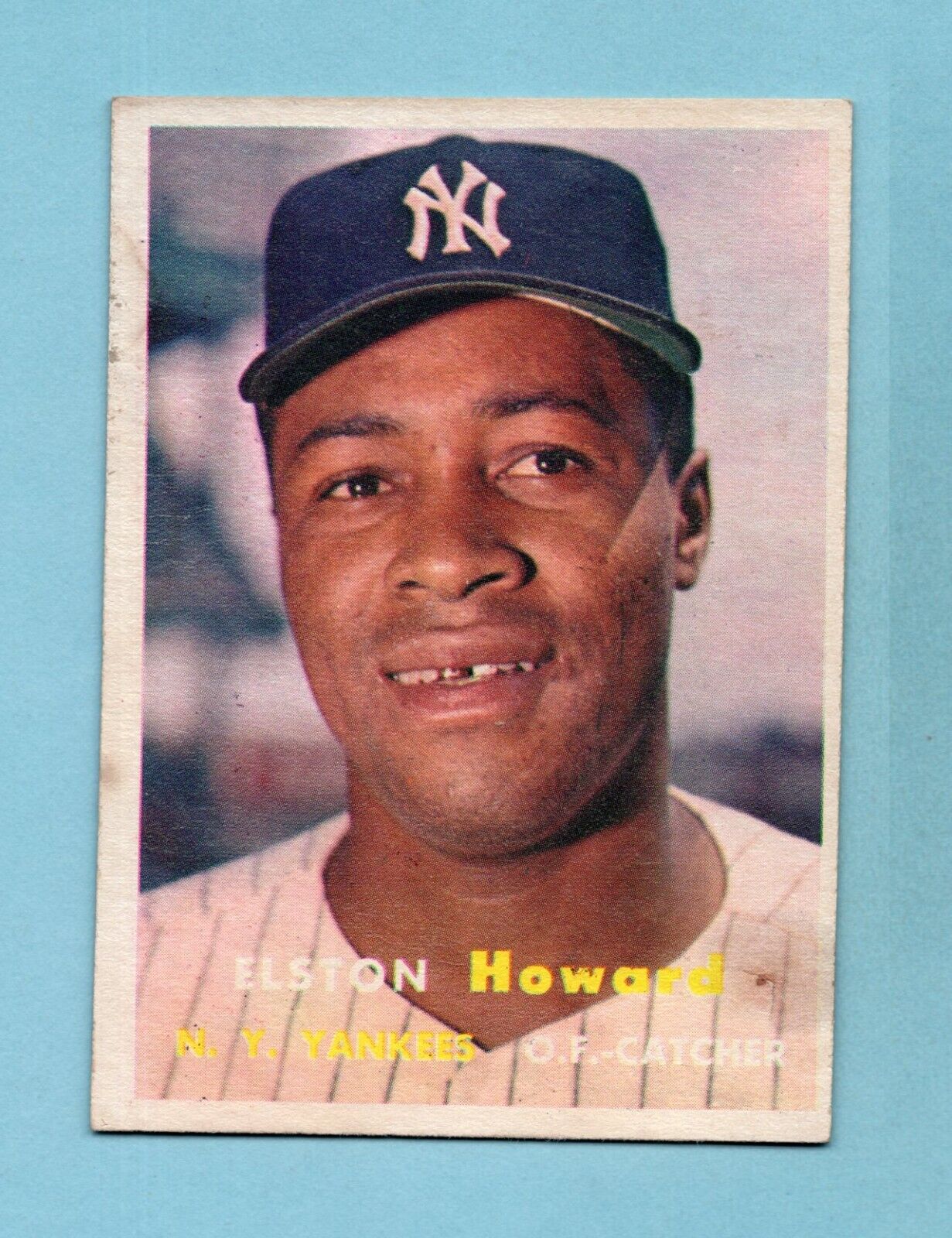 1957 Topps #82 Elston Howard New York Yankees Baseball Card EX stains