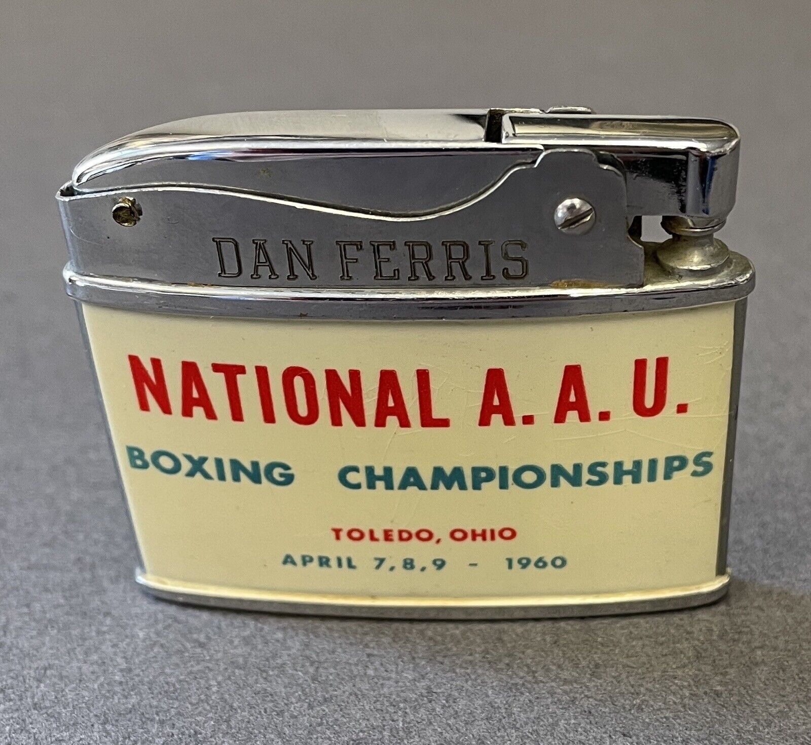 National A.A.U. April 1960 Cigarette Lighter • 18 yr old Cassius Clay Wins