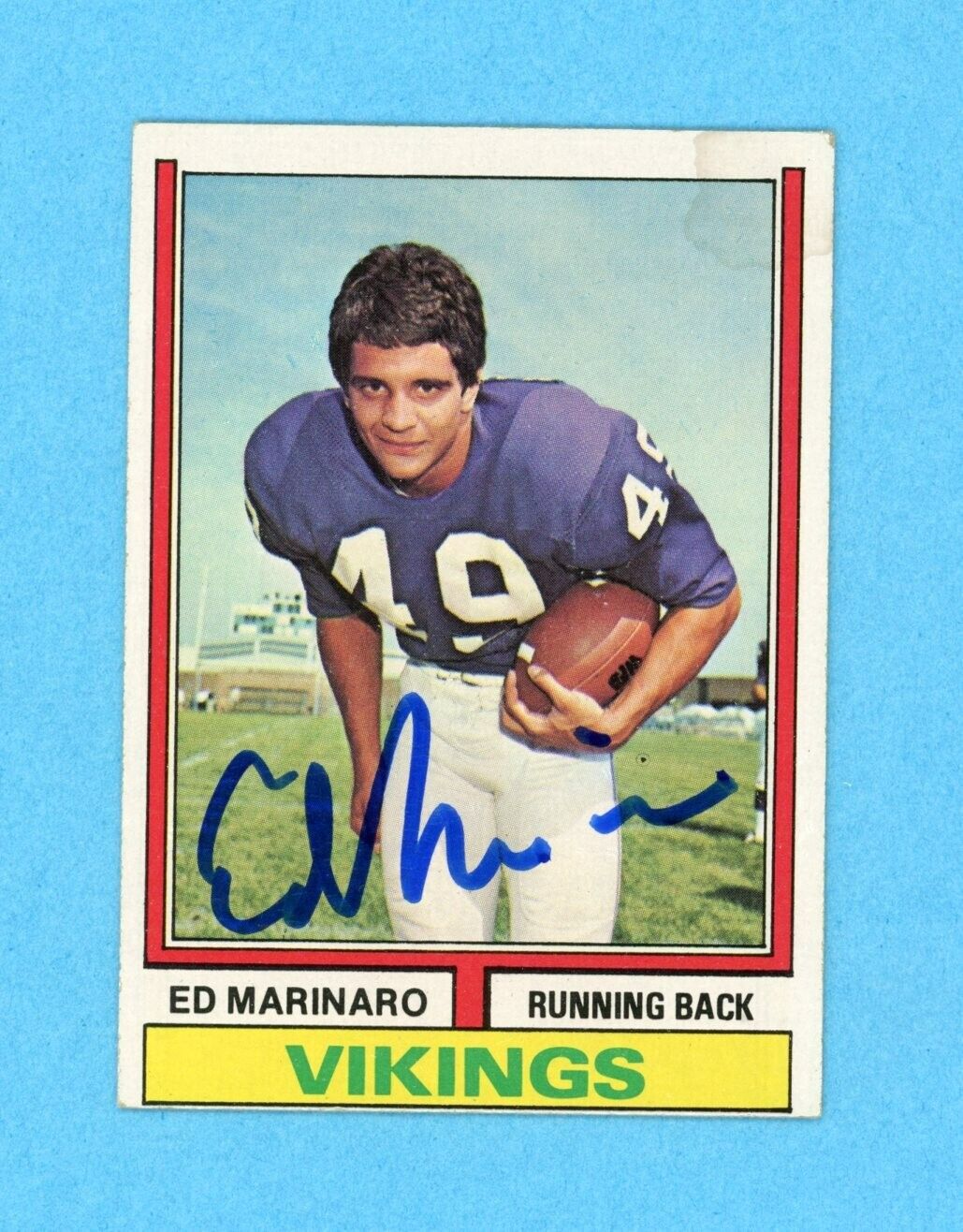 Ed Marinaro Minnesota Vikings 1974 Topps #189 Autographed Football Card