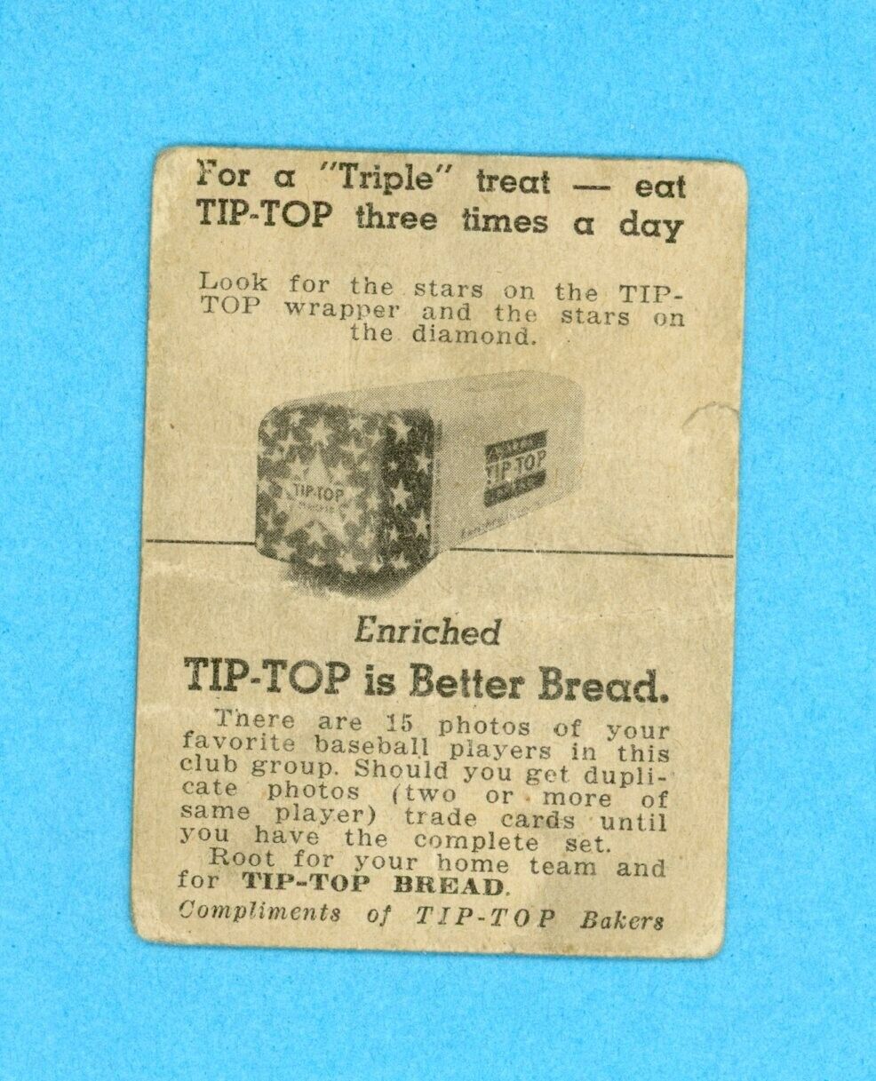 1947 Tip Top Bread Birdie Tibbetts Detroit Tigers Baseball Card Low Grade