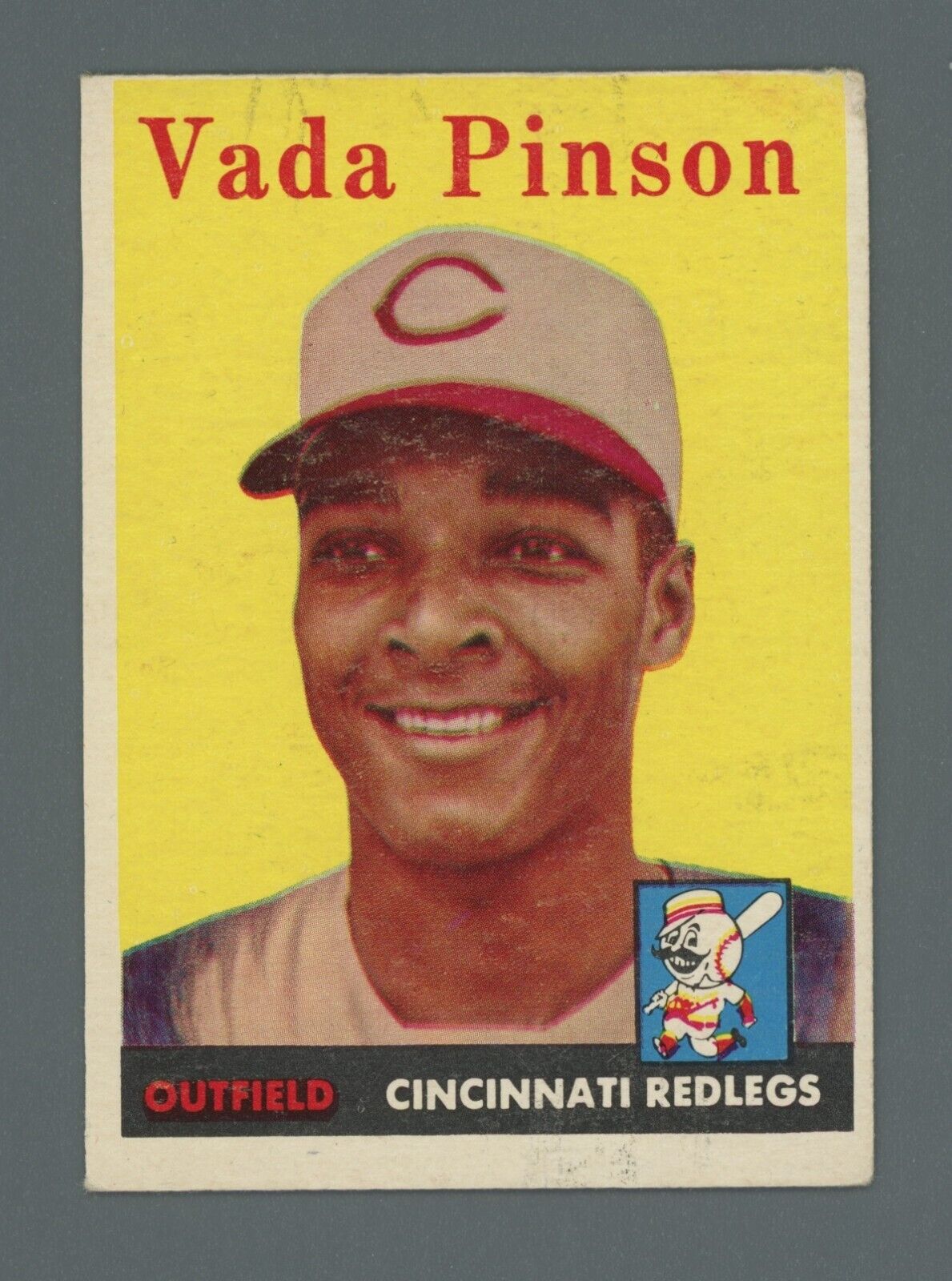 1958 Topps #420 Vada Pinson Cincinnati Reds Rookie Baseball Card TRIMMED