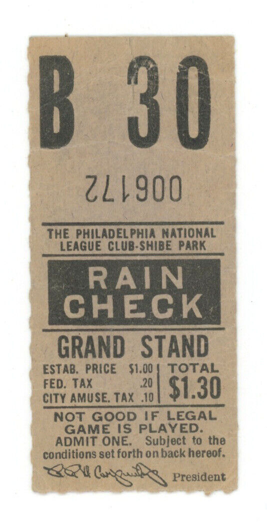 4/27/49 Boston Braves vs Philadelphia Phillies Ticket Stub Warren Spahn Shutout