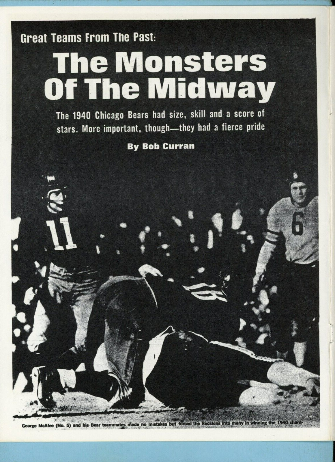 The Monsters of The Midway 1940 Chicago Bears by Bob Curran