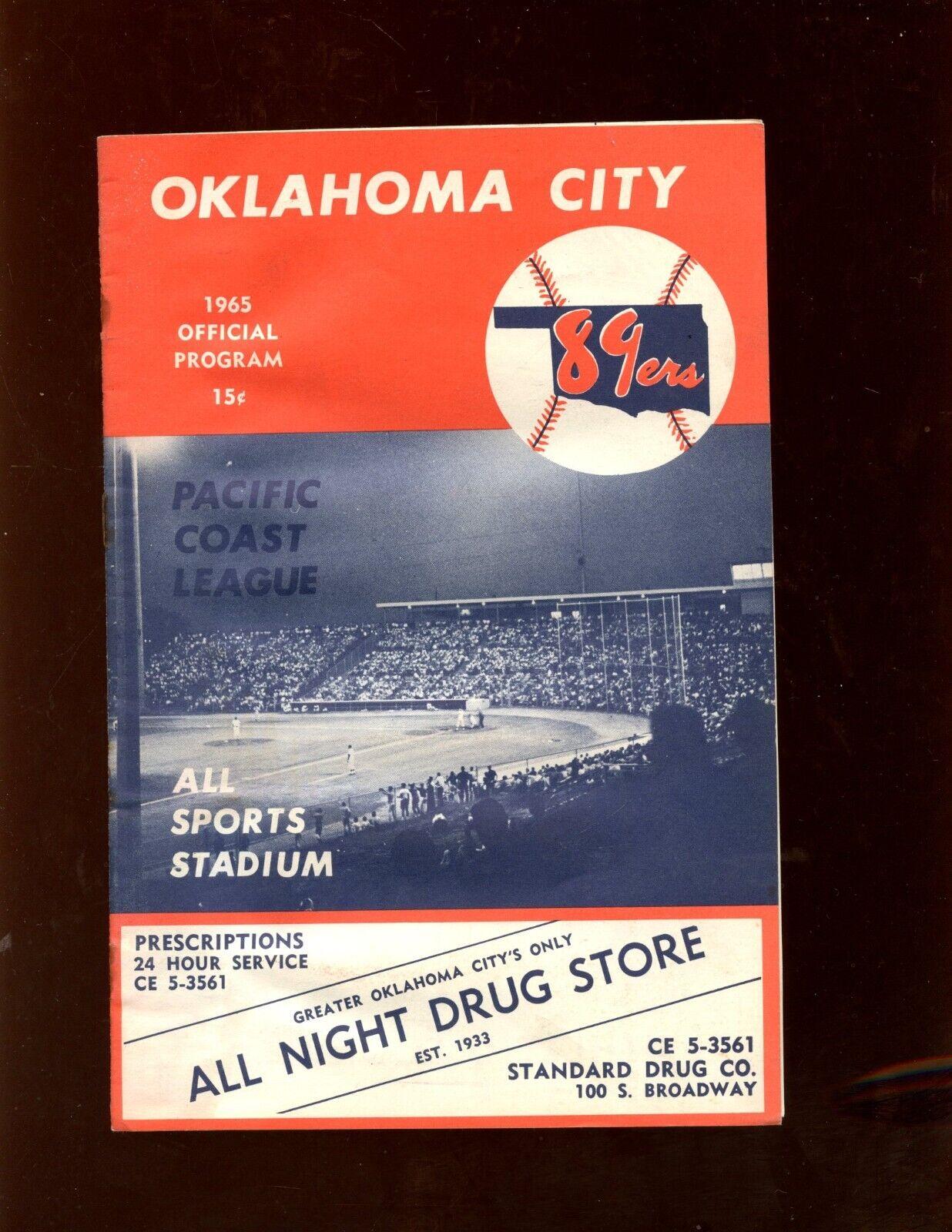 1965 Minor League Baseball Program Oklahoma City 89'ers EX