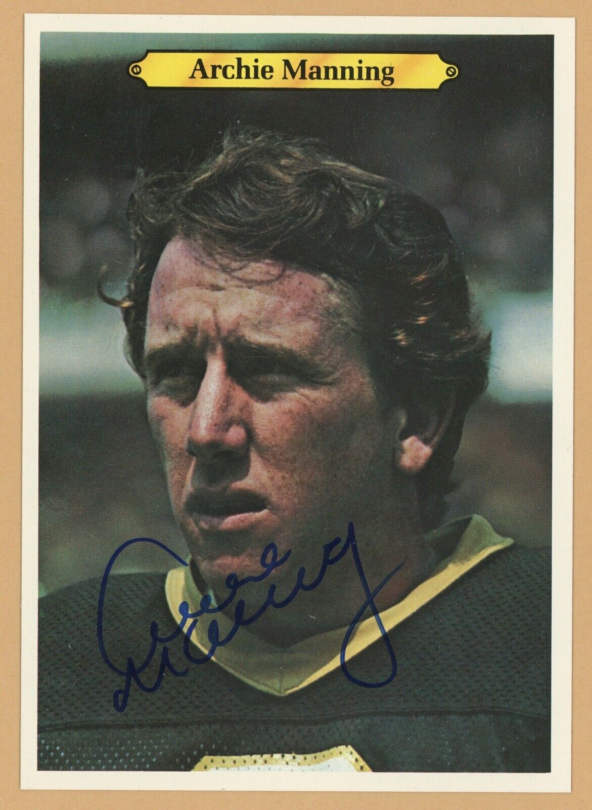 Archie Manning New Orleans Saints Signed 1980 Topps Super Card #3 w B&E Hologram