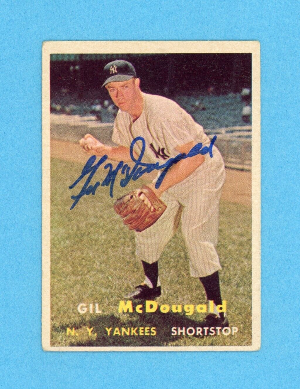 Gil McDougald Signed 1957 Topps Card #200 Auto with B&E Hologram