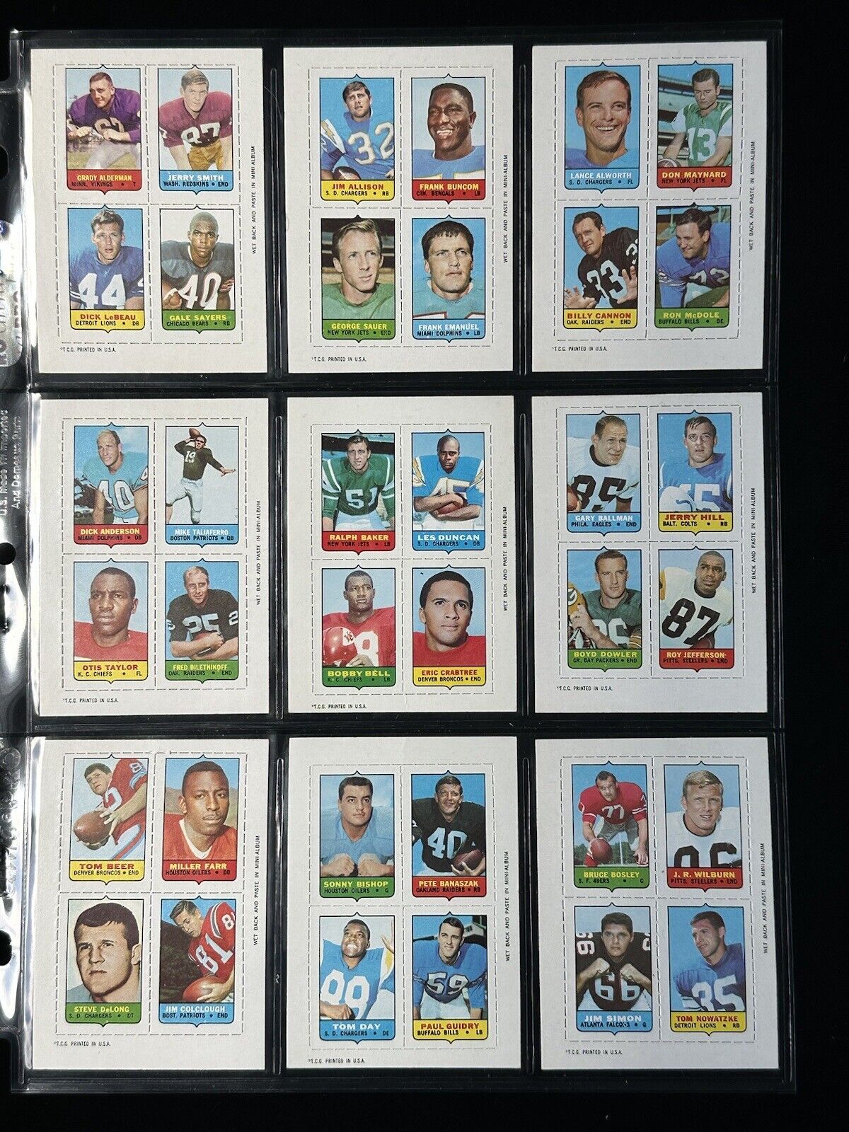 1969 Topps Football 4 in 1 Complete Set of 66 - Overall NM (a few lesser)