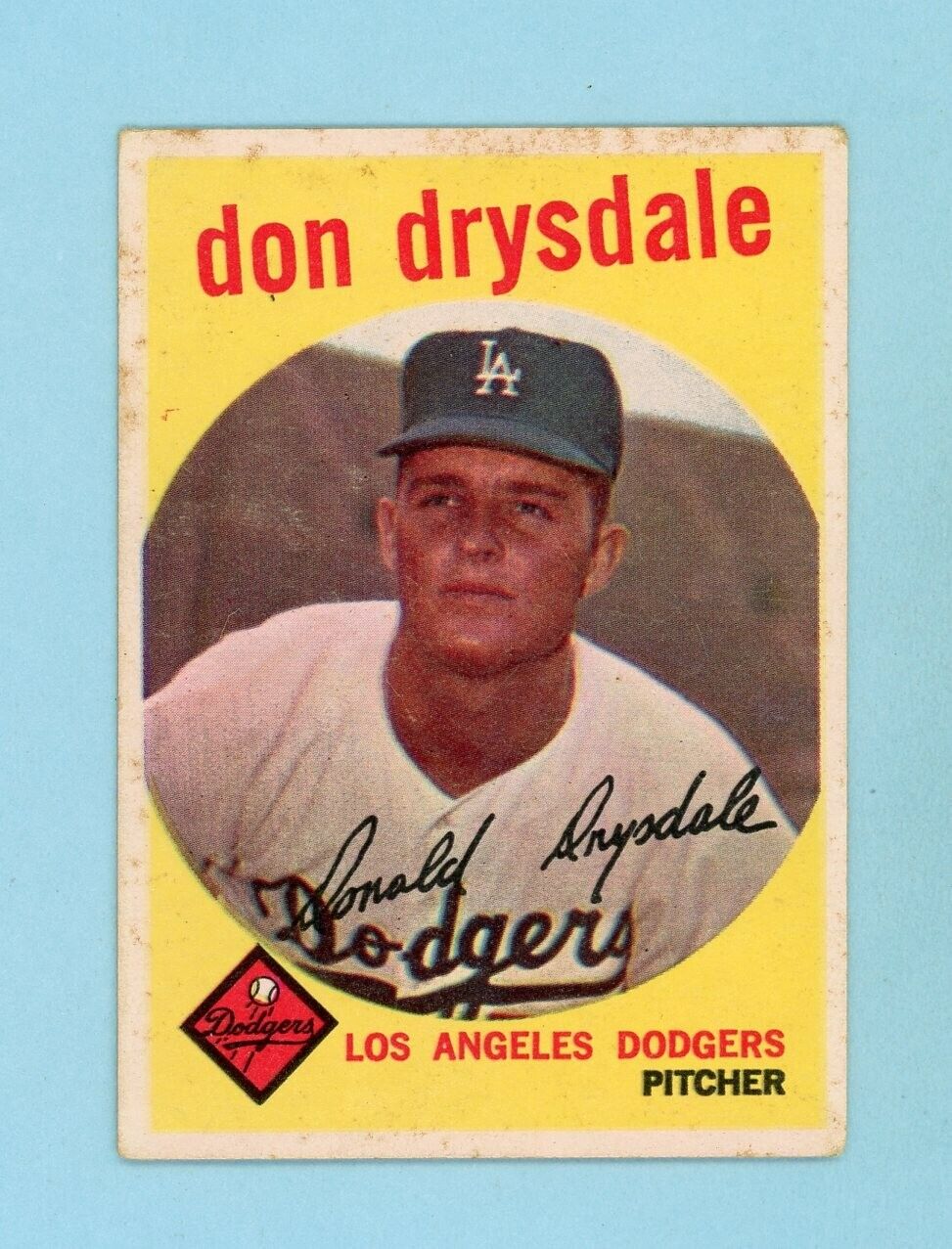 1959 Topps #387 Don Drysdale Los Angeles Dodgers Baseball Card Vg/Ex sta