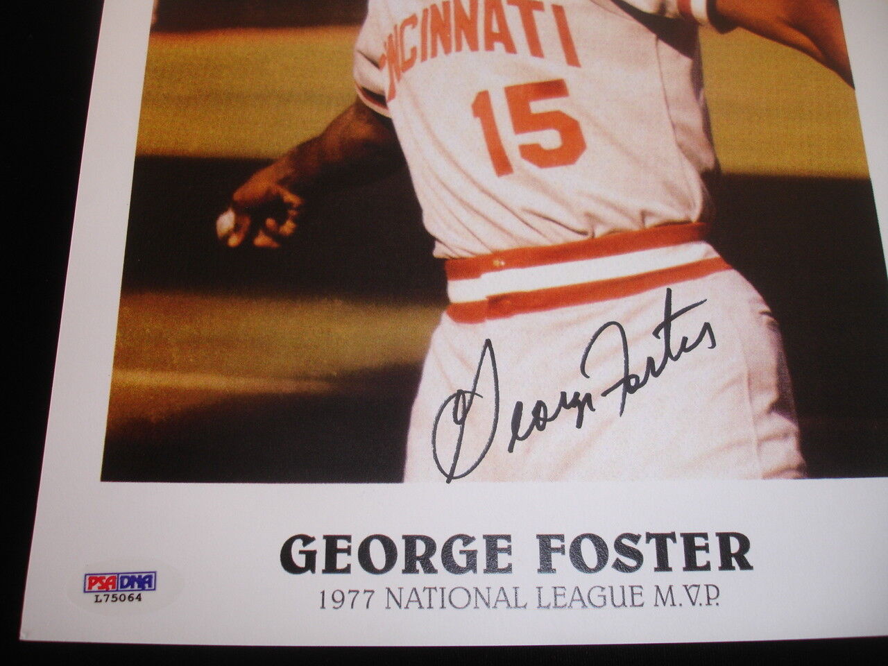 George Foster Cincinnati Reds 1977 NL MVP Signed 8.5 x 11" Color Photo PSA DNA