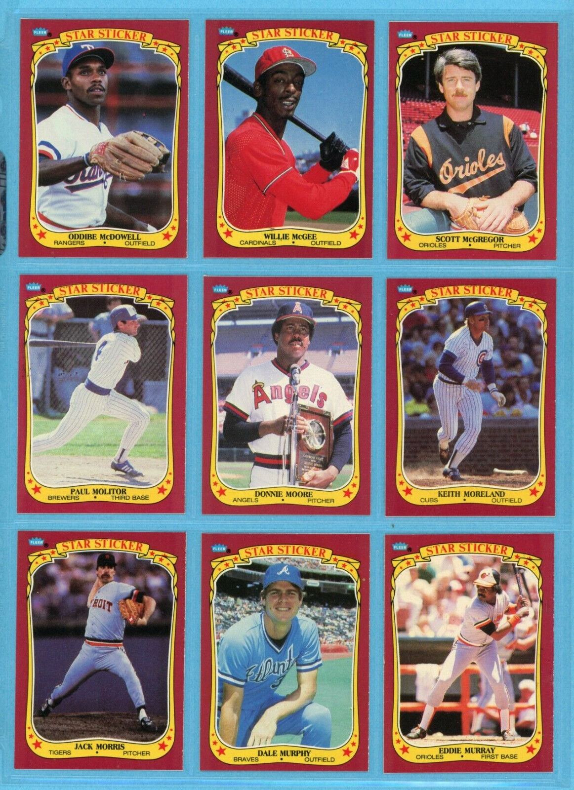 1986 Fleer Star Stickers Complete Set of 132 Baseball Cards NM