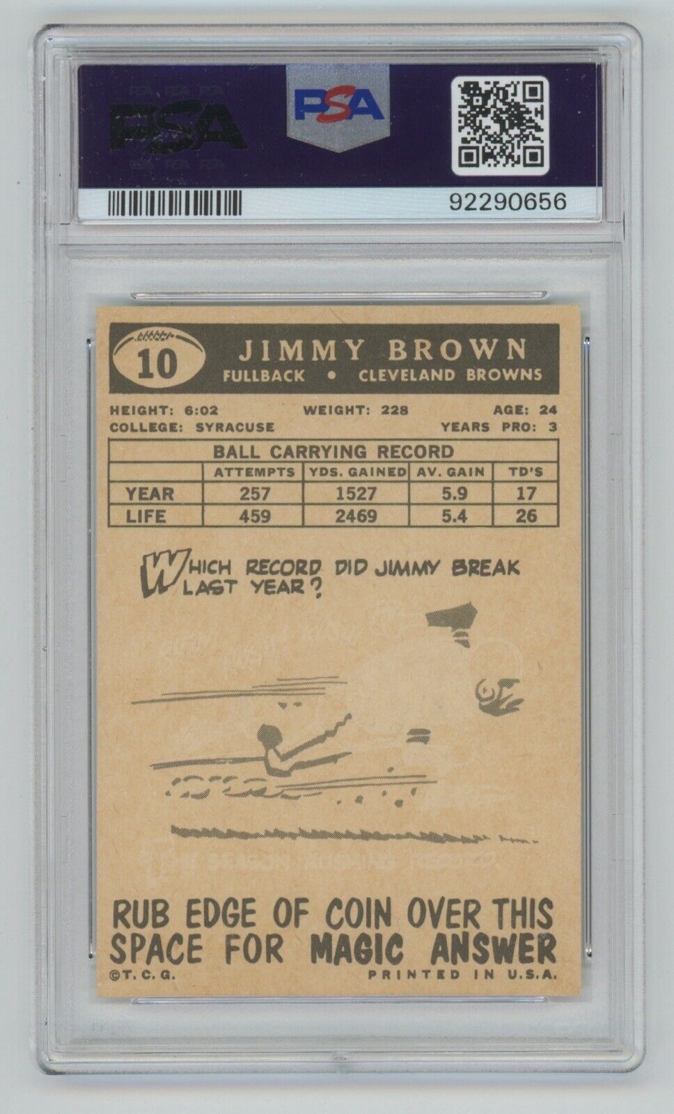 Jim Brown 1959 Topps Card #10 • PSA 6 EX-MT