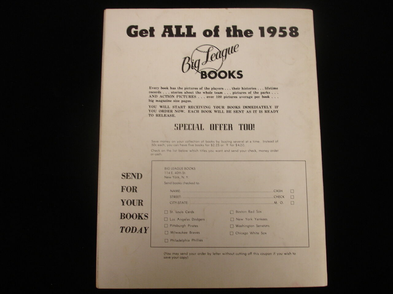 1958 Pittsburgh Pirates Baseball Yearbook