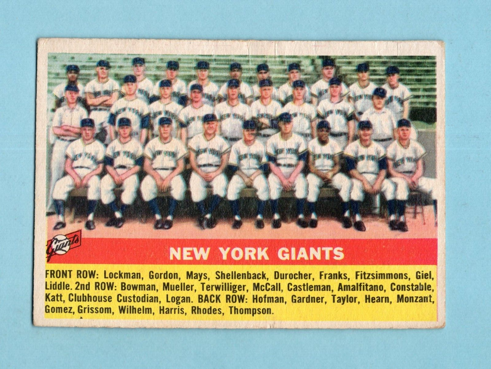 1956 Topps #226 New York Giants Team Baseball Card Low Grade