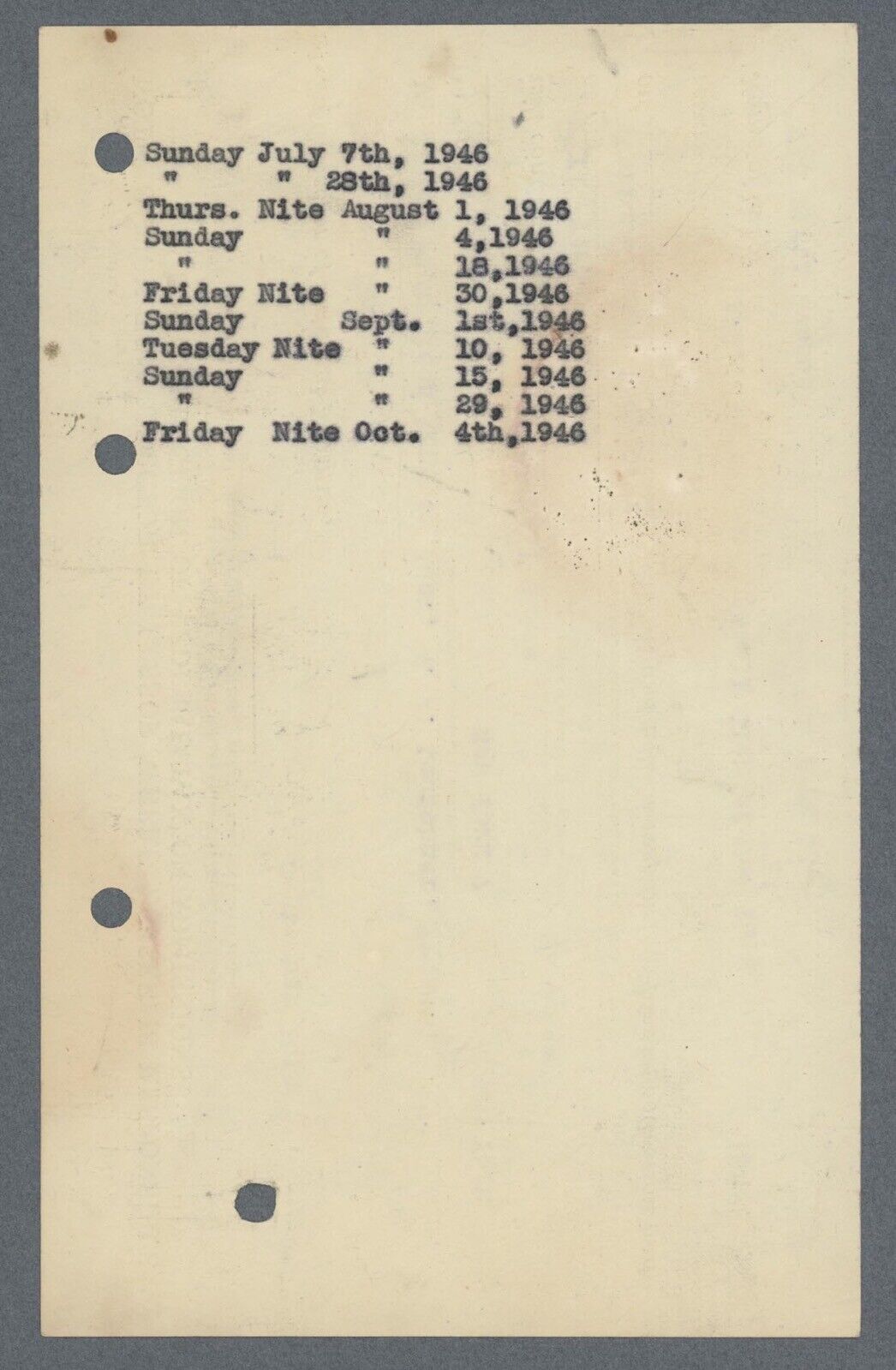 September 10, 1946 NY Black Yankees “Colored Baseball Games” Collect Taxes doc