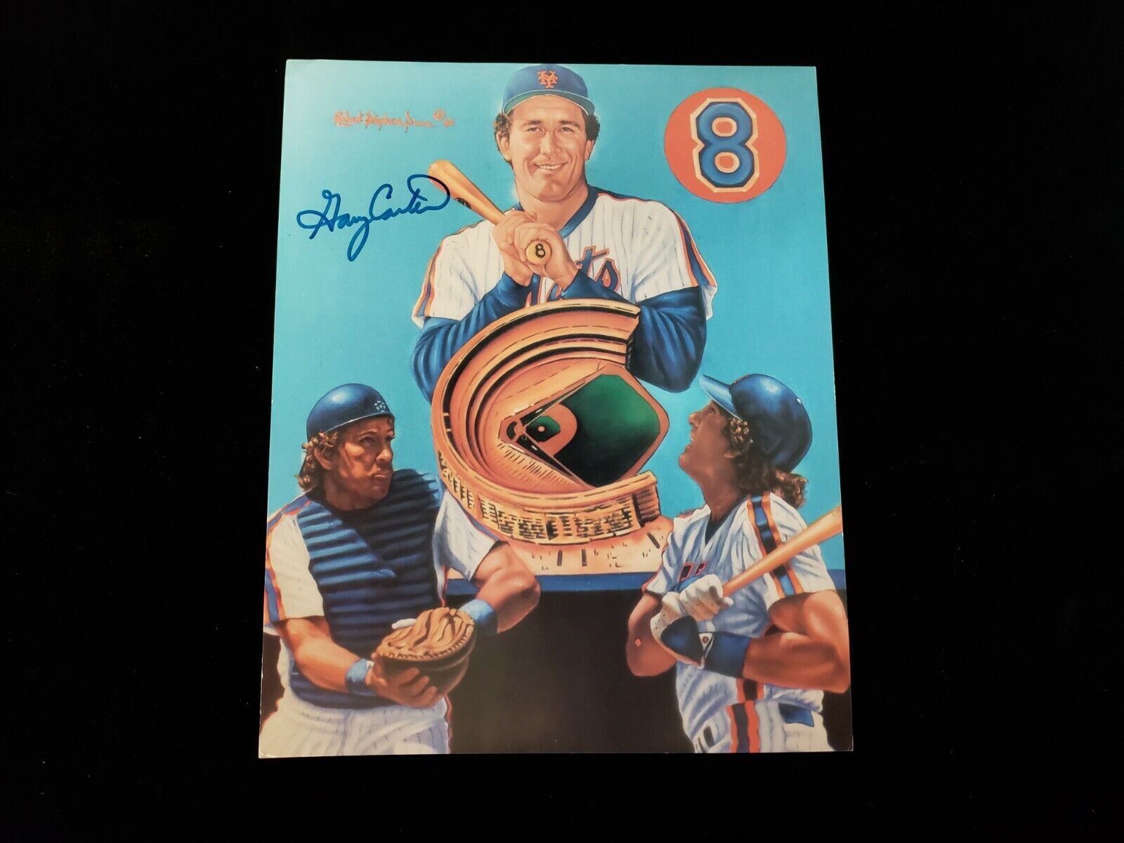 Gary Carter Autographed 8" x 10" New York Mets Artwork 