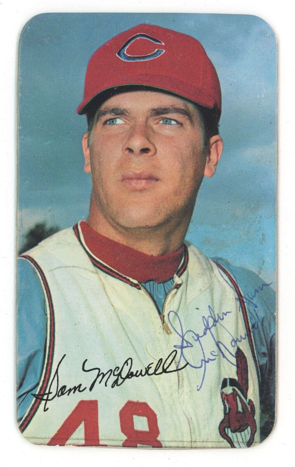 Sam McDowell Signed “Sudden Sam” 1970 Topps Super Card #10 Auto w B&E Hologram