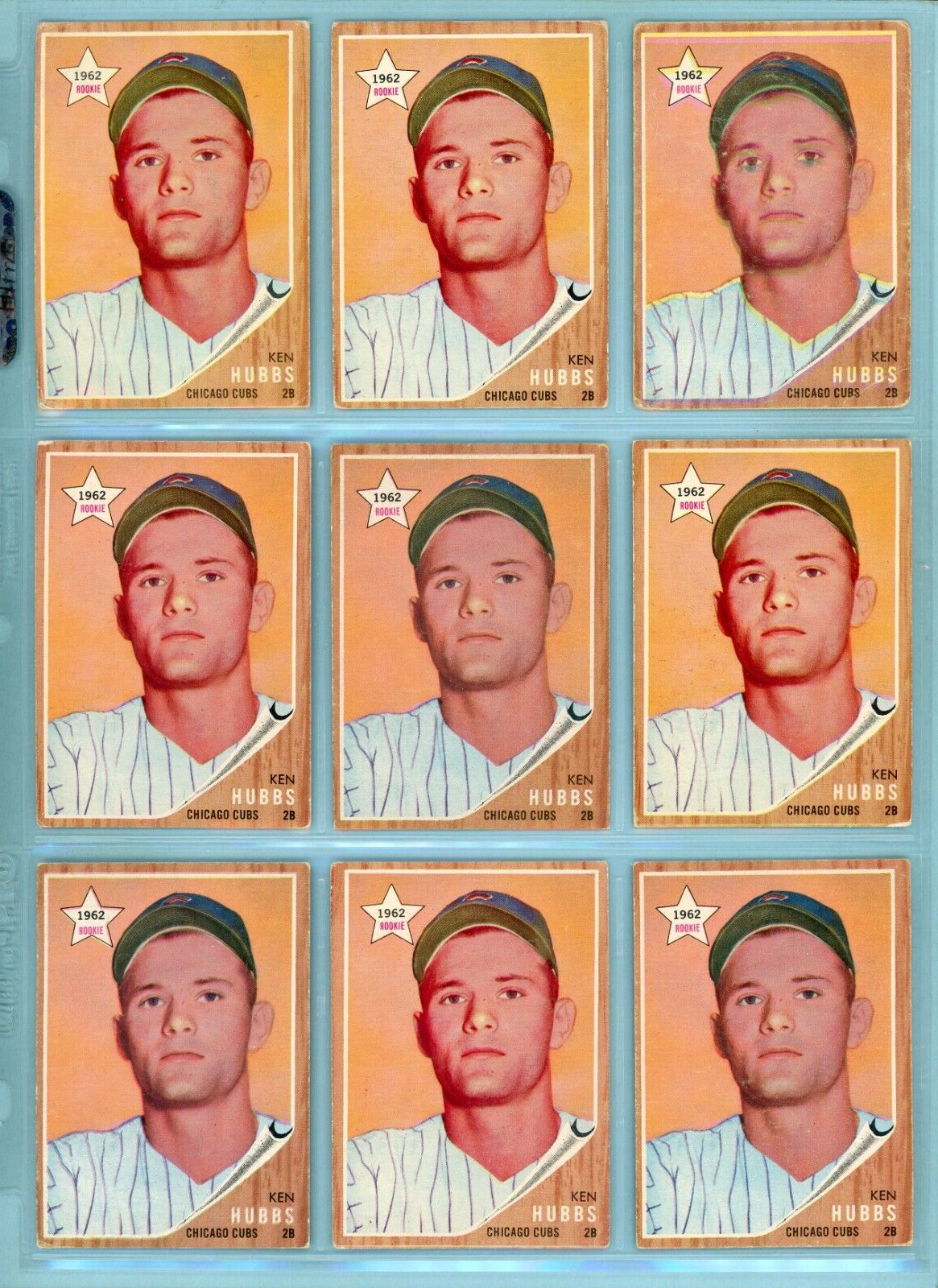 1962 Topps Lot of 25 #461 Ken Hubbs Chicago Cubs Rookie Baseball Cards LG-Ex/Mt