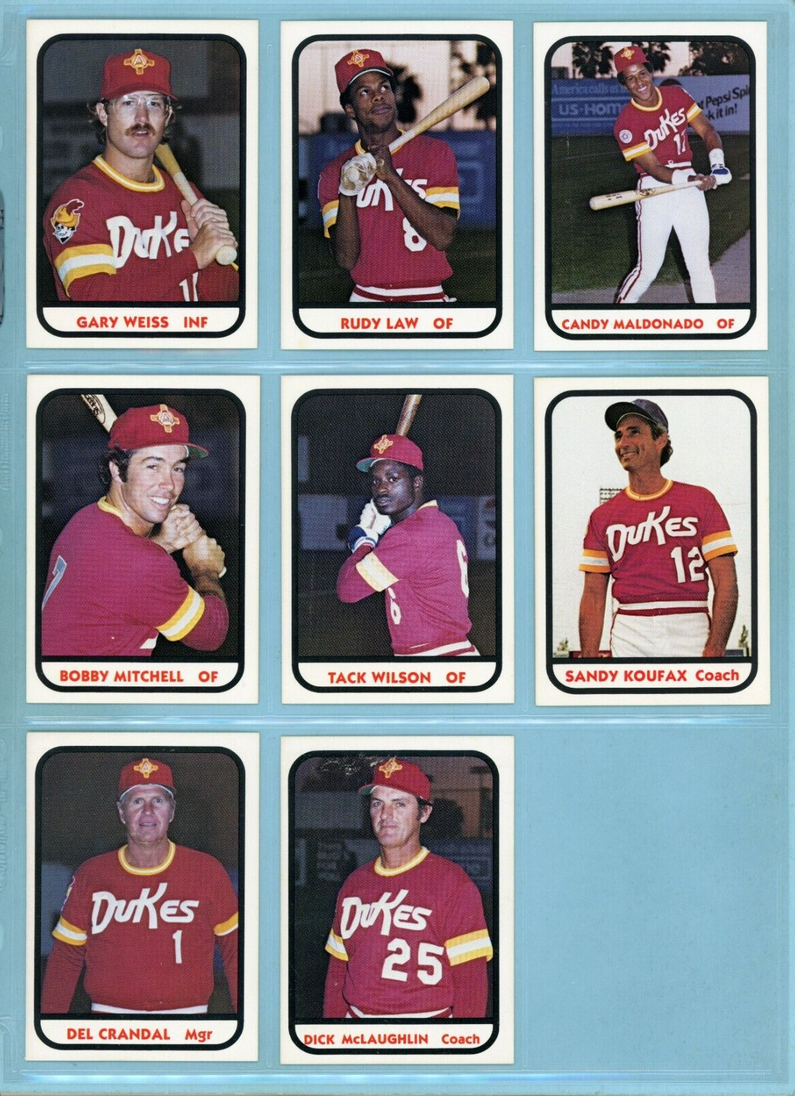 1981 TCMA Albuquerque Dukes Complete Set of 26 Baseball Cards NM w/Sandy Koufax