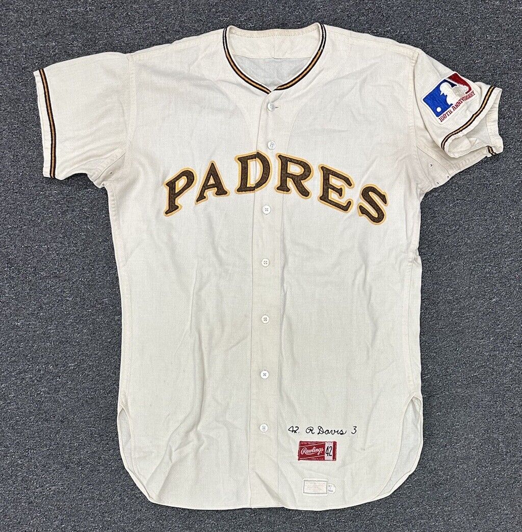 1969 R. Davis San Diego Padres 1st Year GAME USED Home Flannel Jersey #3 w/ MLB