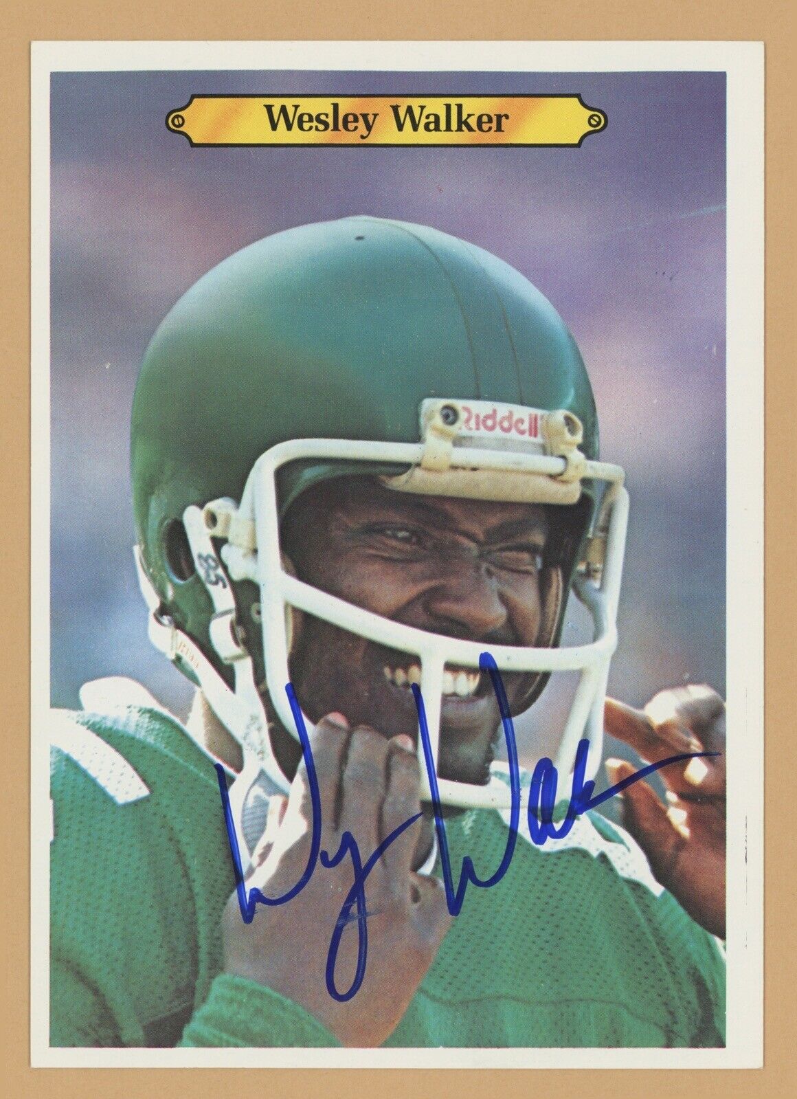 Wesley Walker NY Jets Signed 1980 Topps Super Card #5 w B&E Hologram