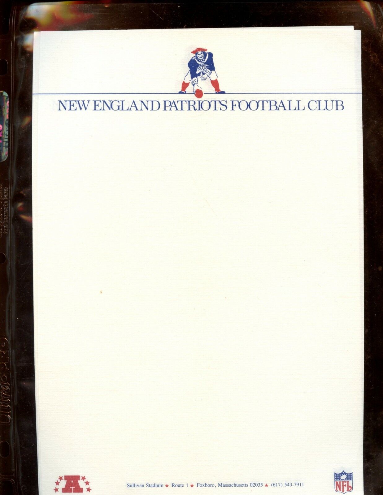 Lot of 5 NFL Football New England Patriots 7.25 x 10.5" Letterhead Stationery