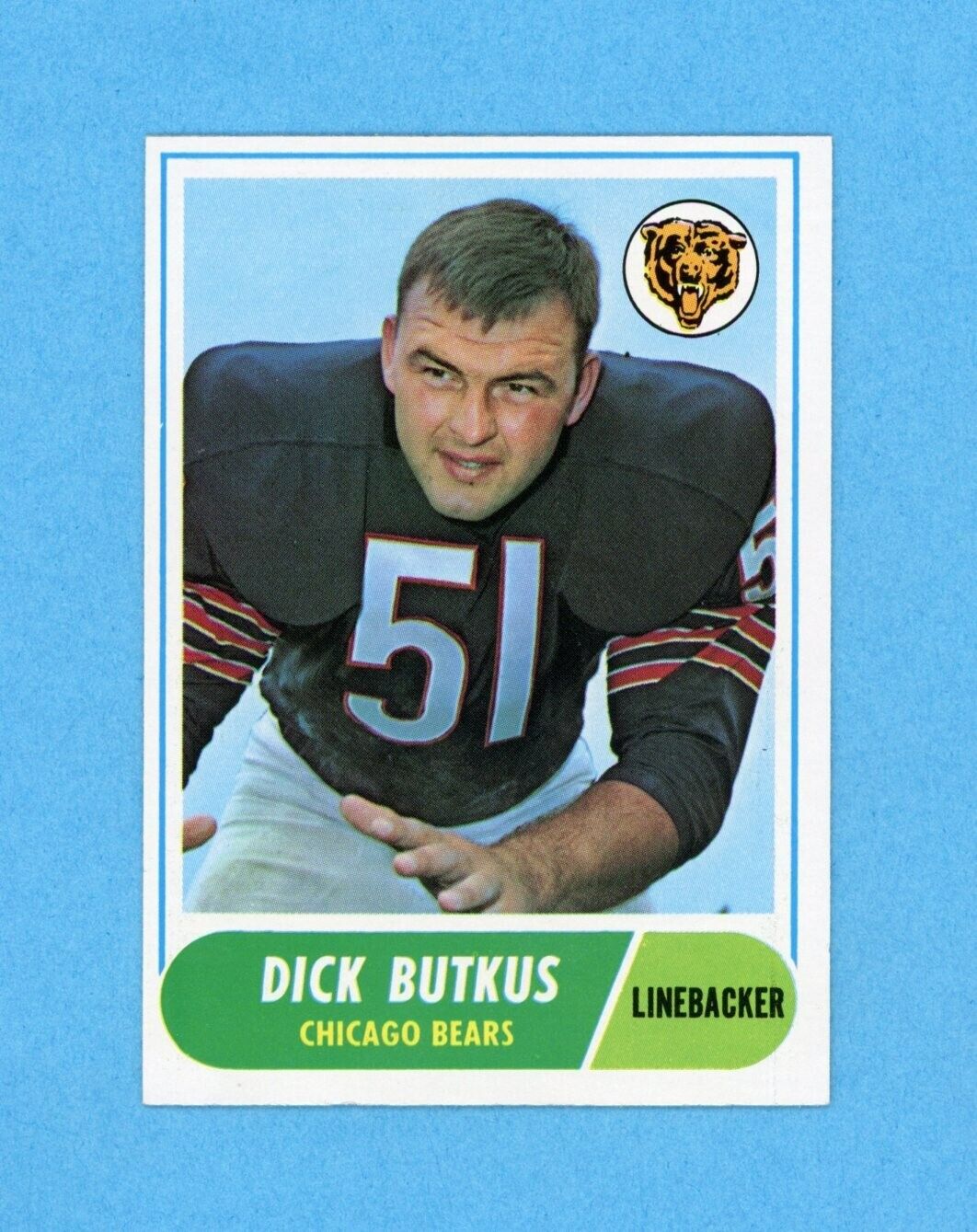 1968 Topps #127 Dick Butkus Chicago Bears Football Card Ex/Mt - NM