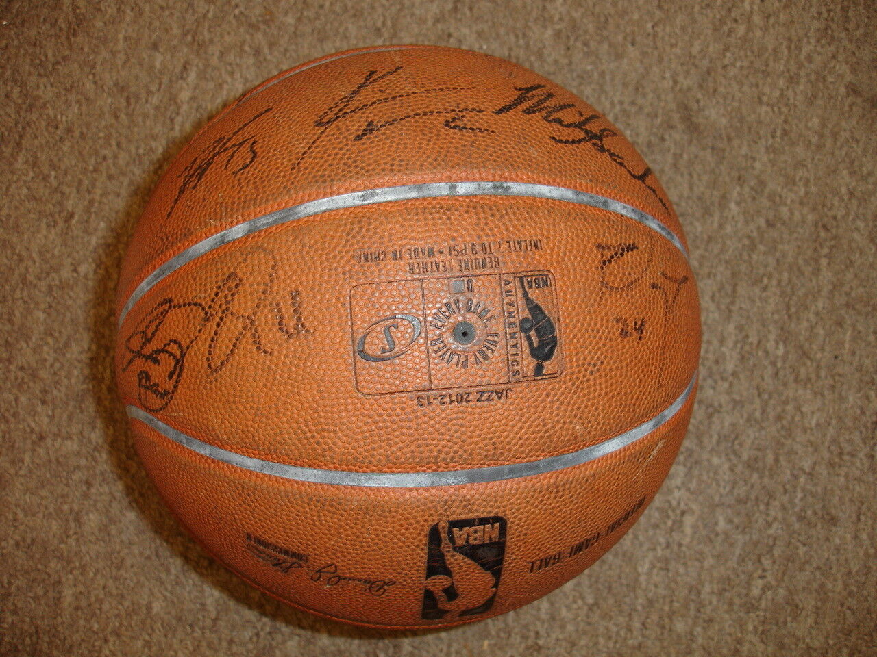 2012-13 Utah Jazz Team Signed Official NBA Basketball w/ LOA 21 signatures