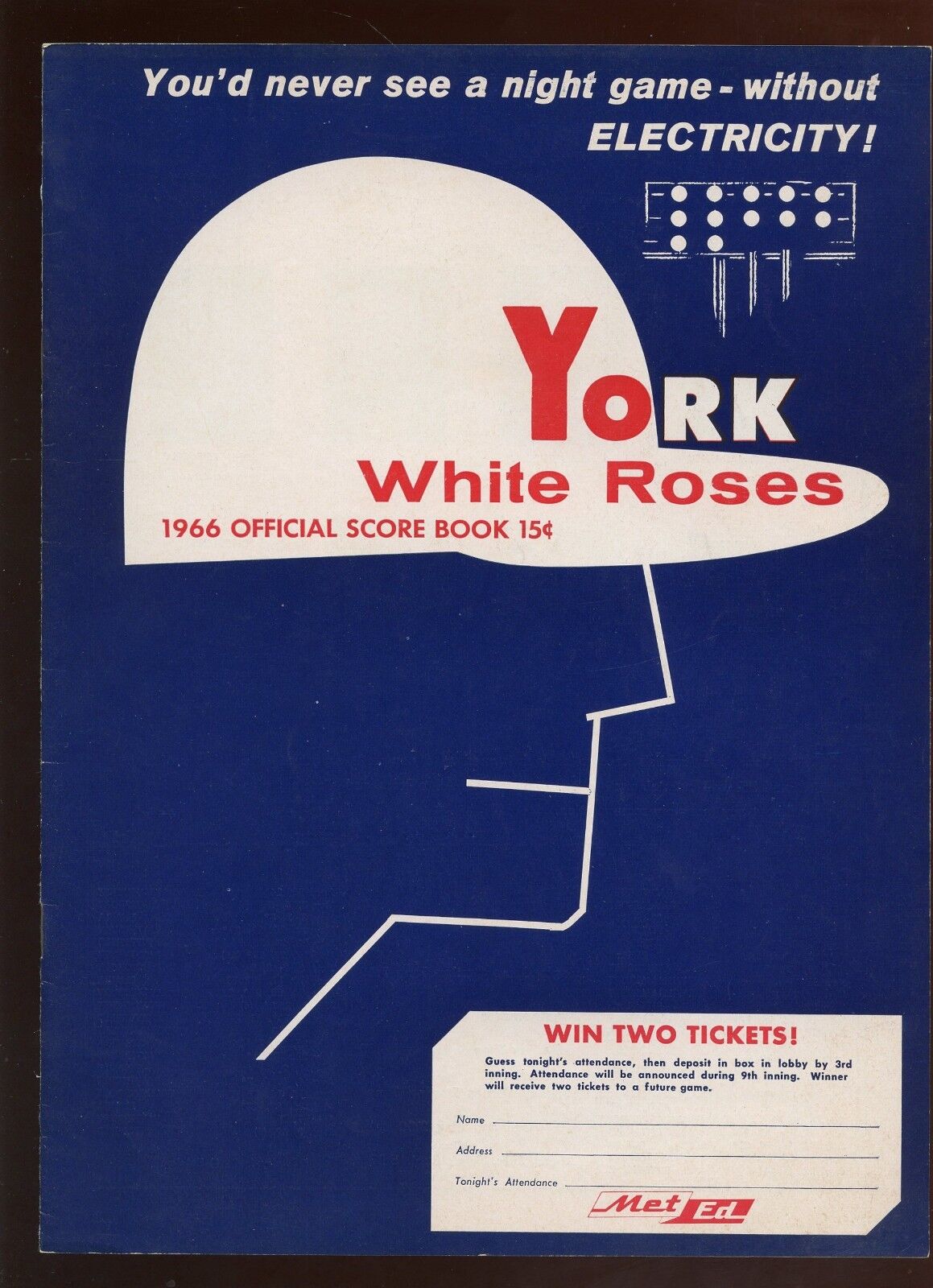 8-20 1966 Minor League Baseball Program Elmira Pioneers at York White Roses EXMT