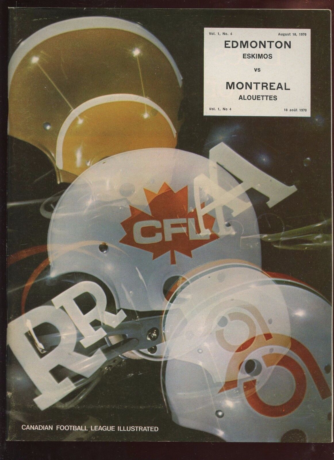 August 18 1970 CFL Program Edmonton Eskimos vs Montreal Alouettes