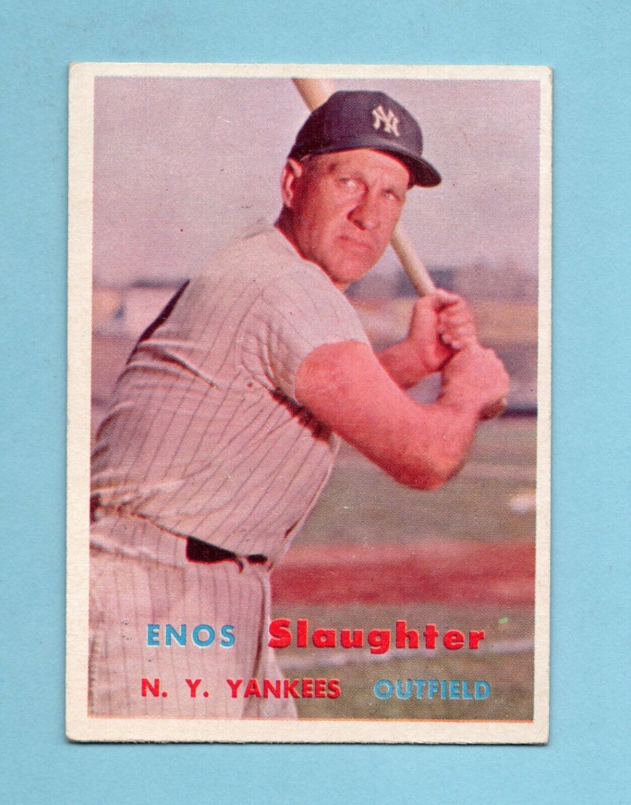 1957 Topps #215 Enos Slaughter New York Yankees Baseball Card Ex - Ex+