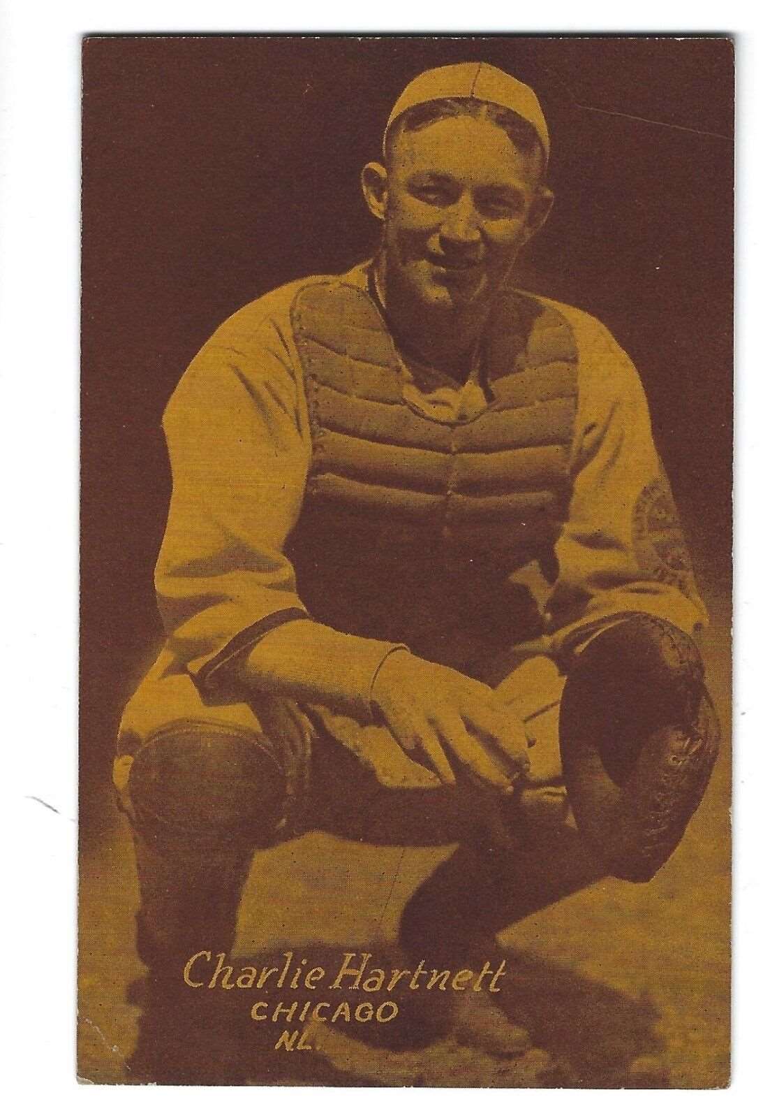 1925-31 Exhibit (postcard back yellow tint) Charlie Hartnett Chicago Cubs 