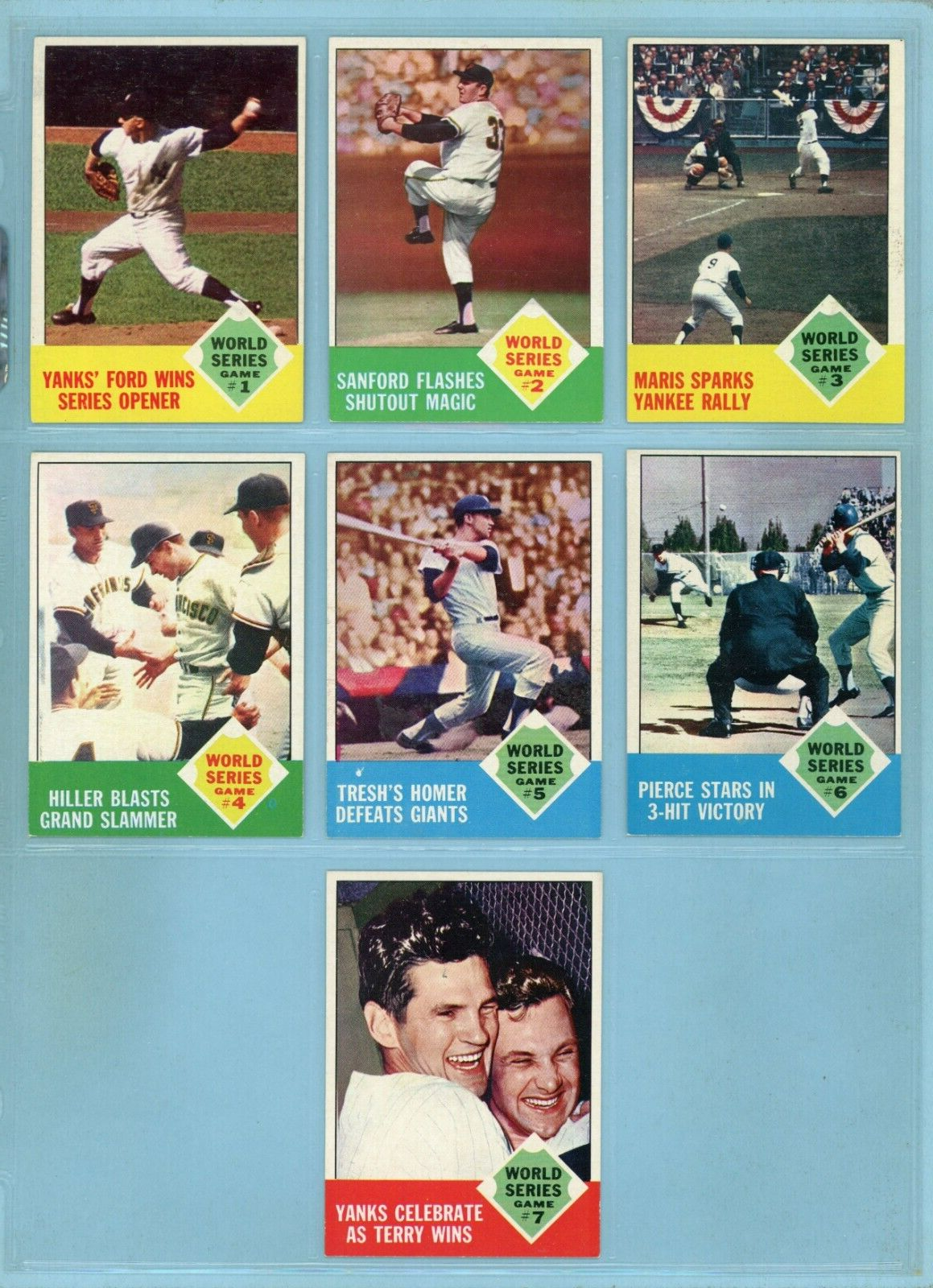 1963 Topps Set of 7 1962 World Series Special Baseball Cards EX++ - NM