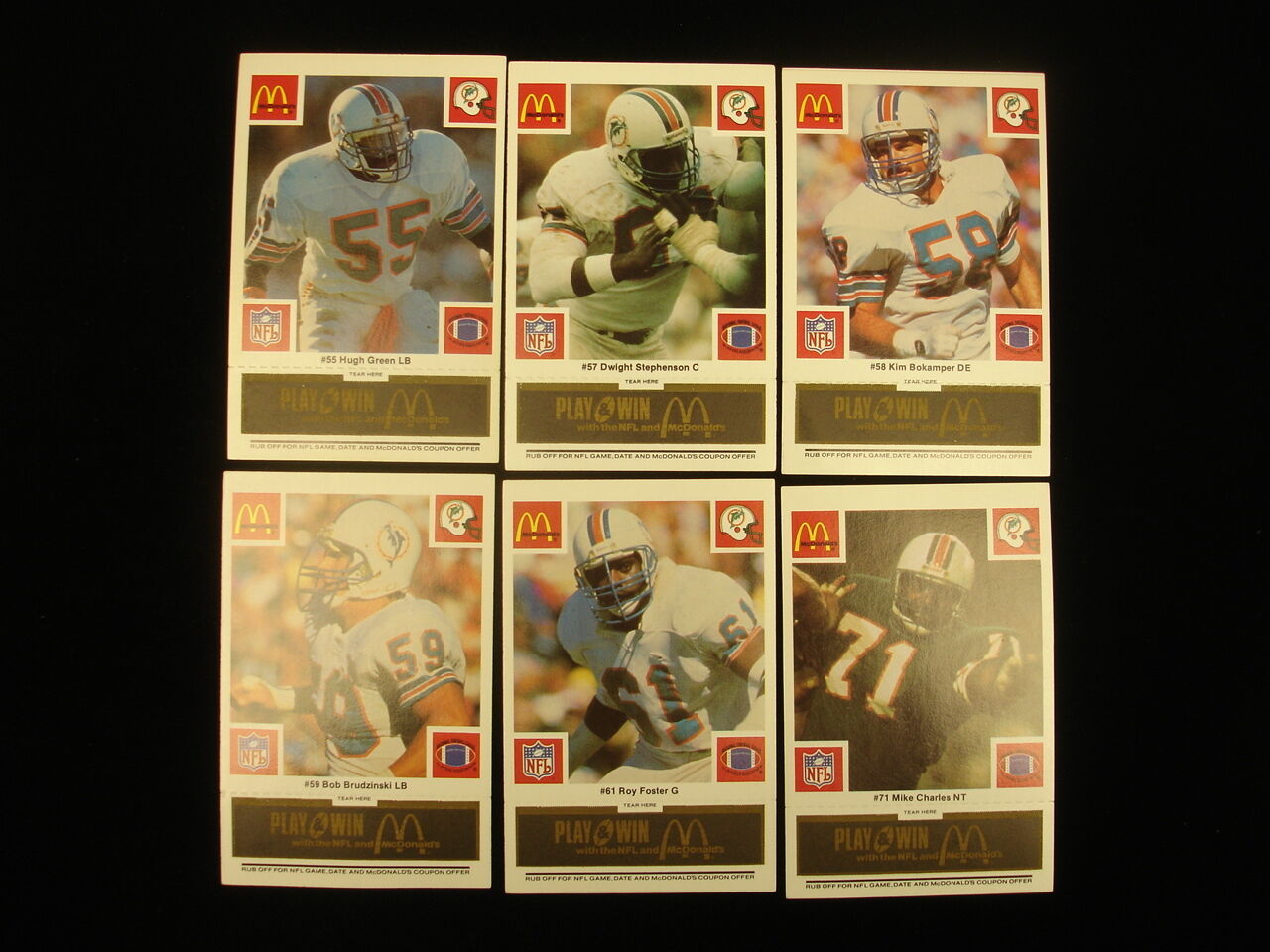 Set of 25 1986 McDonalds Miami Dolphins Black Cards