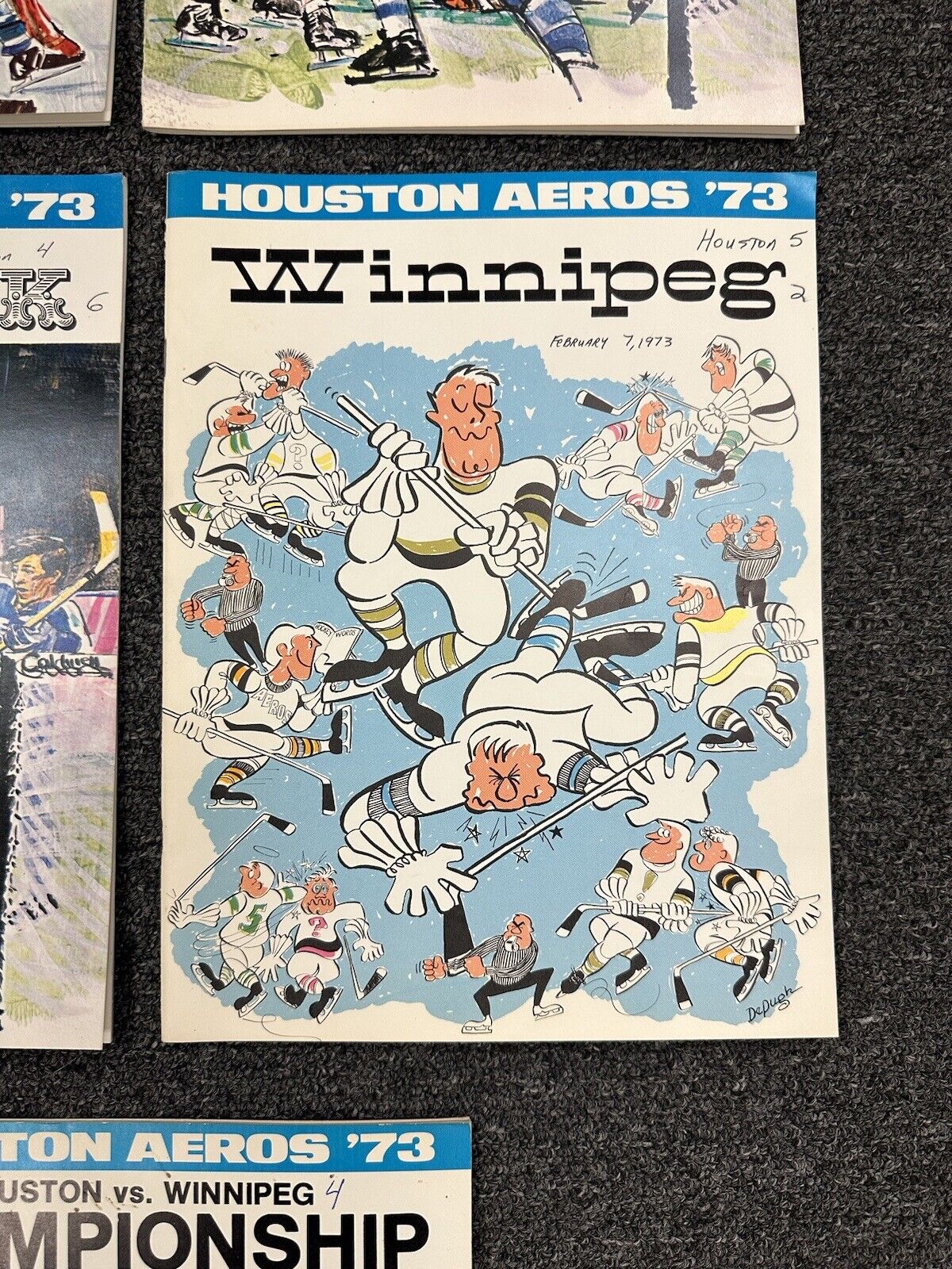 Lot of 8 Diff. 1972-73 Houston Aeros WHA Home Programs incl. 1st Game & Playoffs