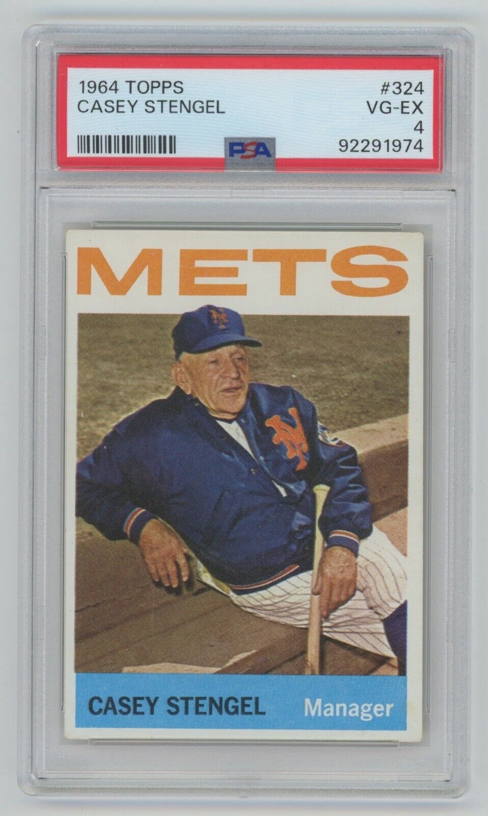 Casey Stengel • 1964 Topps #324 • PSA 4 VG-EX