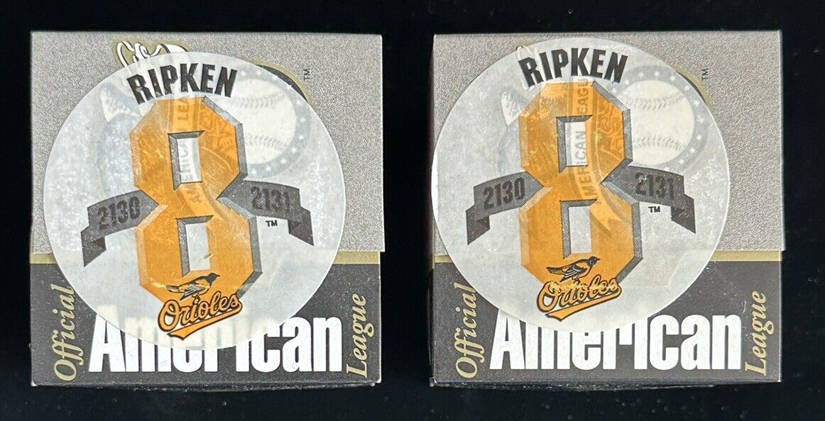 Lot of 2 Unused 1995 Cal Ripken Jr Orioles #8 2130-2131 Official AL Baseballs