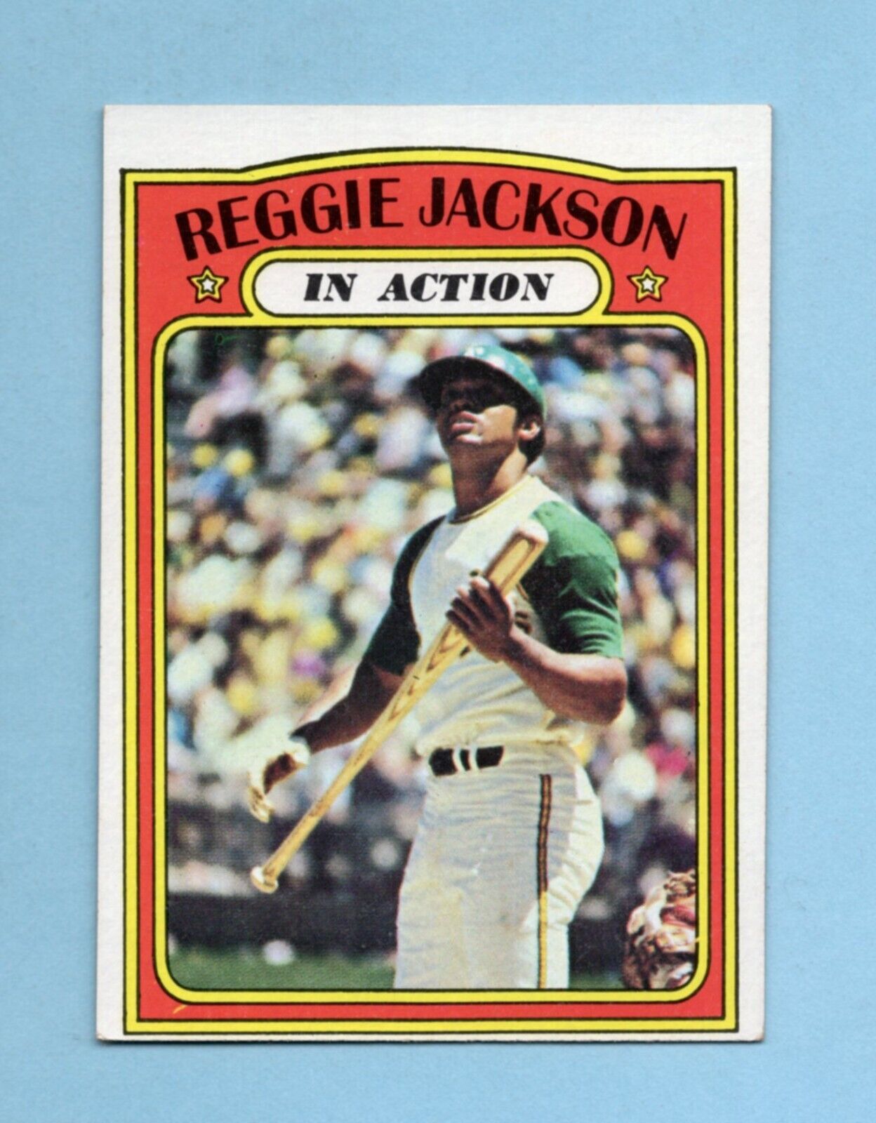 1972 Topps #436 Reggie Jackson In Action Oakland A' Baseball Card Ex/Mt