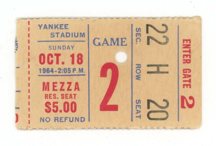 10/18/64 Philadelphia Eagles vs New York Giants Ticket Stub at Yankee Stadium