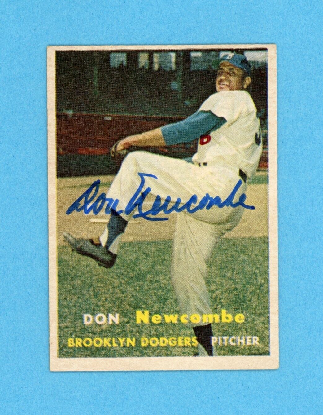 Don Newcombe Signed 1957 Topps Card #130 Auto with B&E Hologram